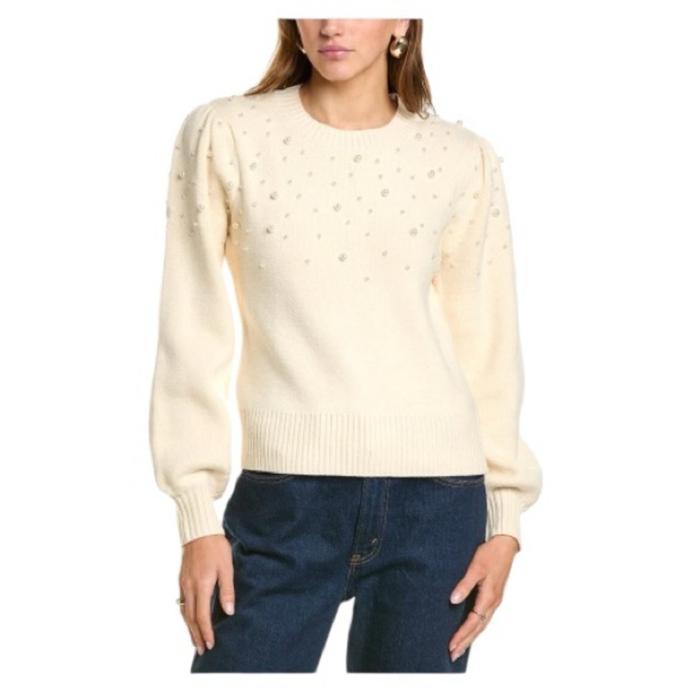 French Connection l Cream Pearl Embellished Sweater l Size L l Poshmark